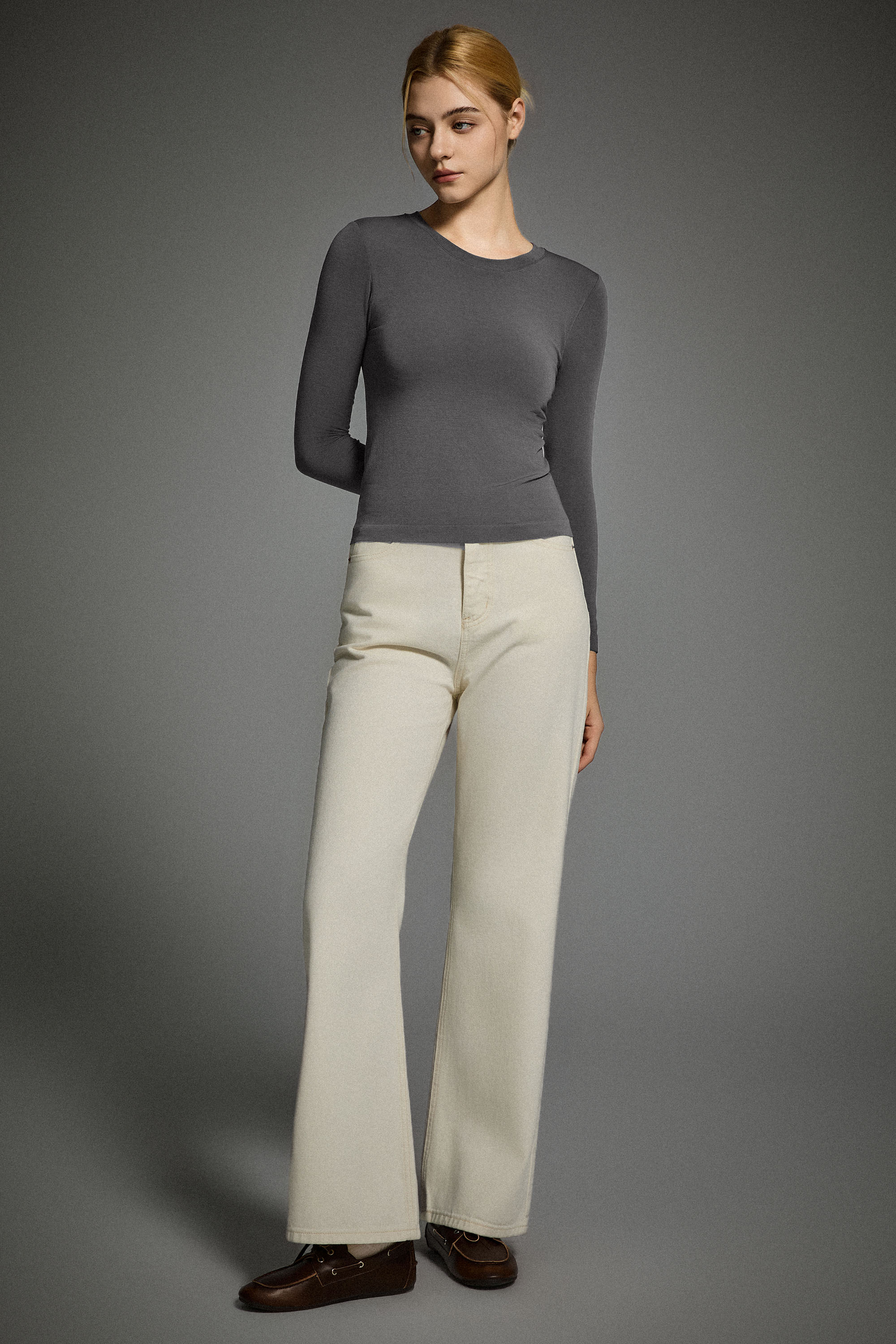 Padded Knit T-shirt OROLAY #color_gray