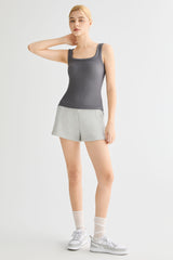 Padded Ribbed Wide-Strap Crew Tank orolay #color_gray
