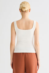 Padded Ribbed Wide-Strap Crew Tank orolay #color_white
