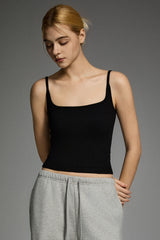 Padded Ribbed Square Neck Tank OROLAY #color_black