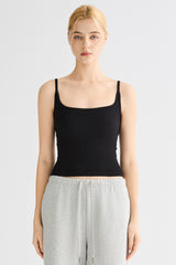 Padded Ribbed Square Neck Tank OROLAY #color_black