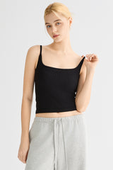 Padded Ribbed Square Neck Tank OROLAY #color_black
