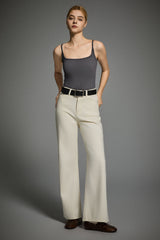 Padded Ribbed Square Neck Tank OROLAY #color_gray