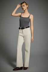 Padded Ribbed Square Neck Tank OROLAY #color_gray