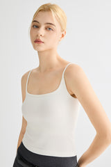 Padded Ribbed Square Neck Tank OROLAY #color_white