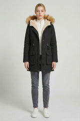 Orolay-Thickened Fleece Lined Parka-#color_Black