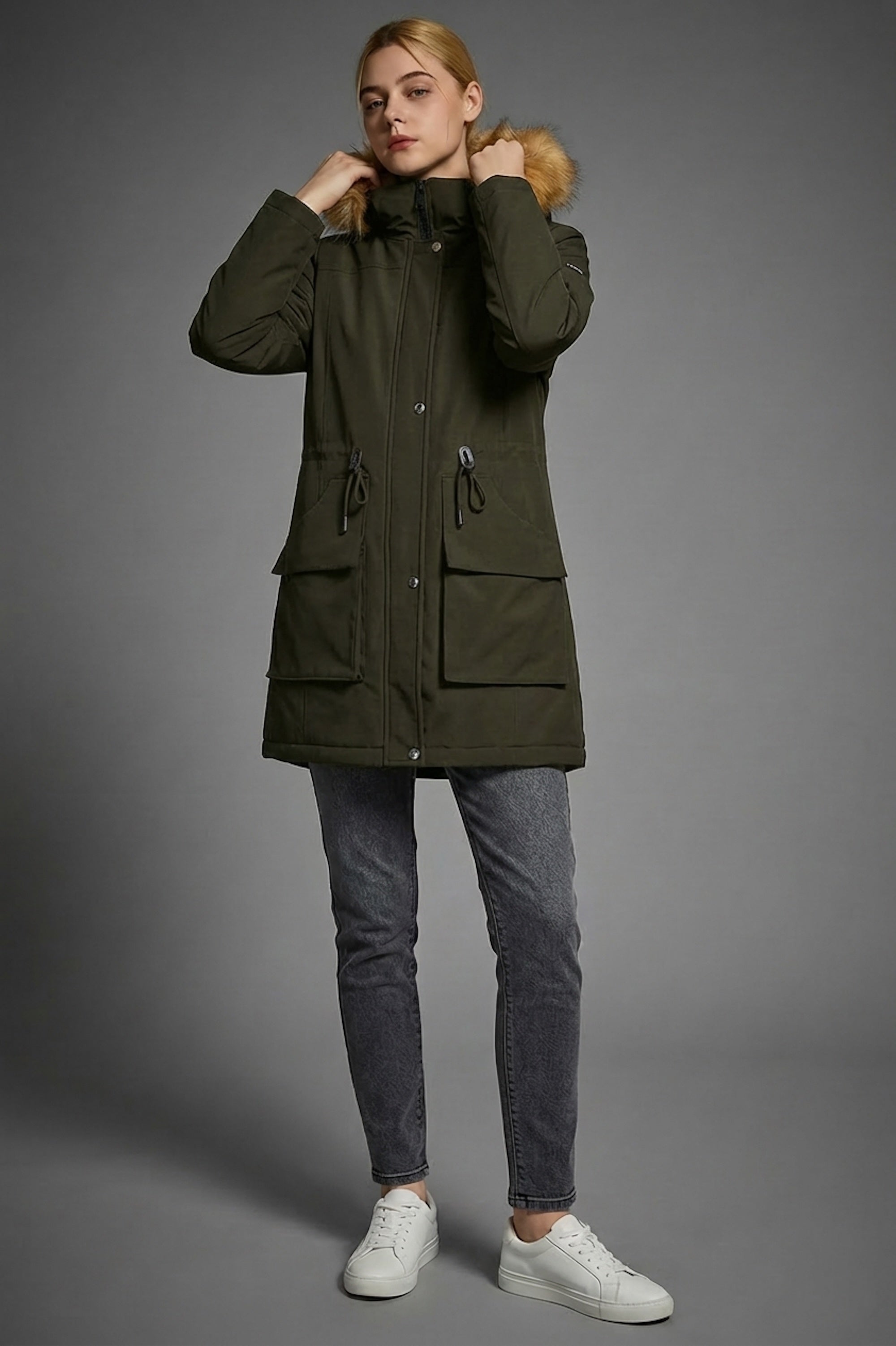 Orolay-Thickened Fleece Lined Parka-#color_Mountain View