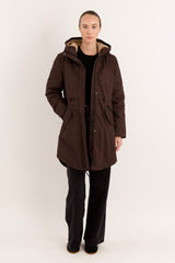 Parka-Drawstring Waist Fleece - Lined Parka - Orolay, #color_coffee