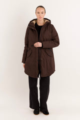 Parka-Drawstring Waist Fleece - Lined Parka - Orolay, #color_coffee