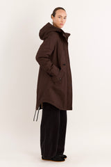 Parka-Drawstring Waist Fleece - Lined Parka - Orolay, #color_coffee