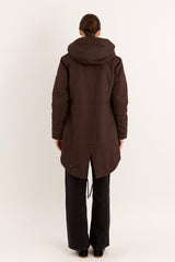 Parka-Drawstring Waist Fleece - Lined Parka - Orolay, #color_coffee