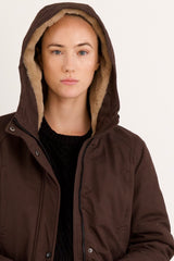 Parka-Drawstring Waist Fleece - Lined Parka - Orolay, #color_coffee
