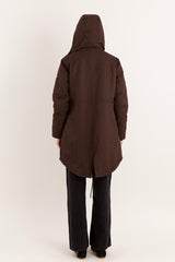 Parka-Drawstring Waist Fleece - Lined Parka - Orolay, #color_coffee