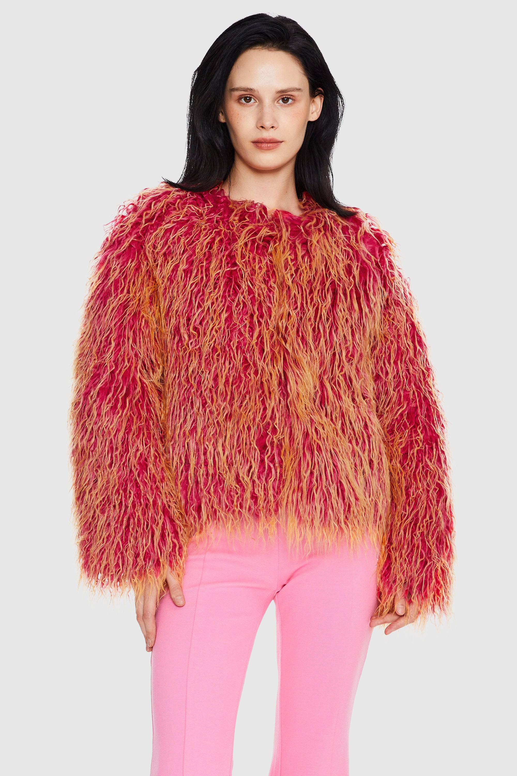 Puff O O Lab Winter Shaggy Jacket Two Color Gradient
