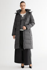 Full-Length Belted Hooded Down Jacket Orolay #color_darkgray