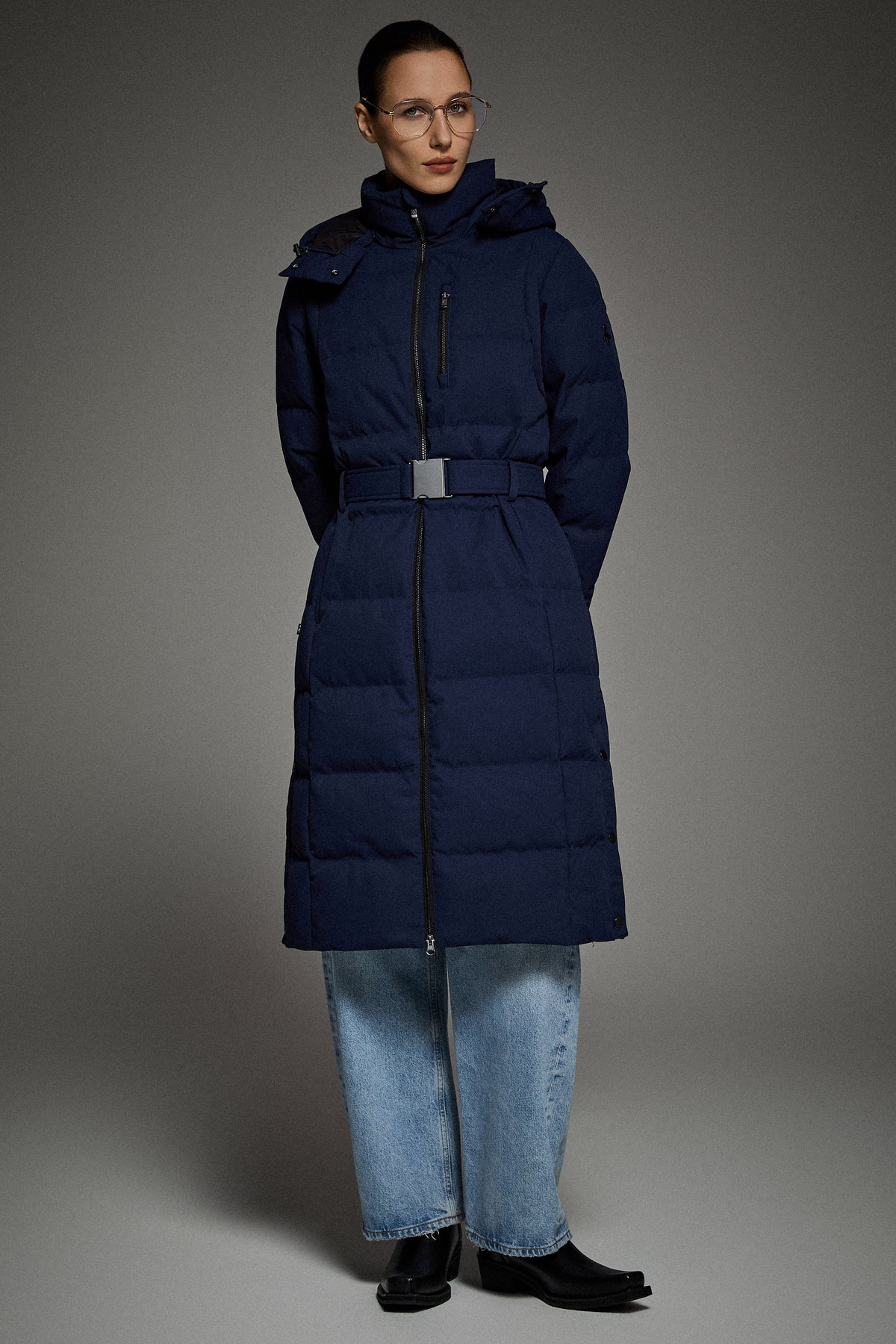 Celeste Long Hooded Belted Down Coat – Orolay