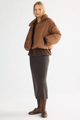 Orolay-Puff-O Classics Short Oversized Down Coat-#color_Bombay Brown 
