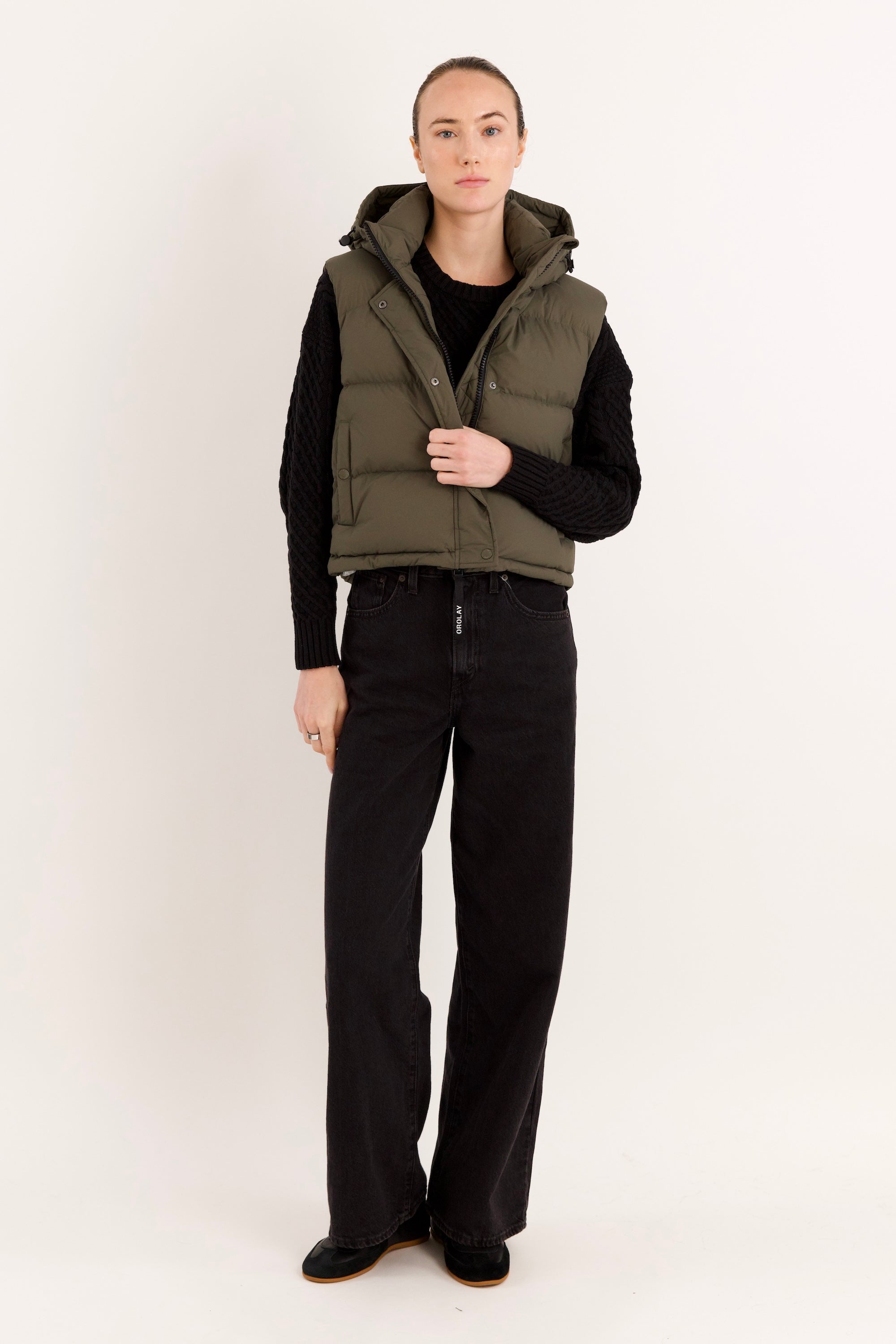Orolay-Aurora Hooded Puffer Vest-#color_ARMY green
