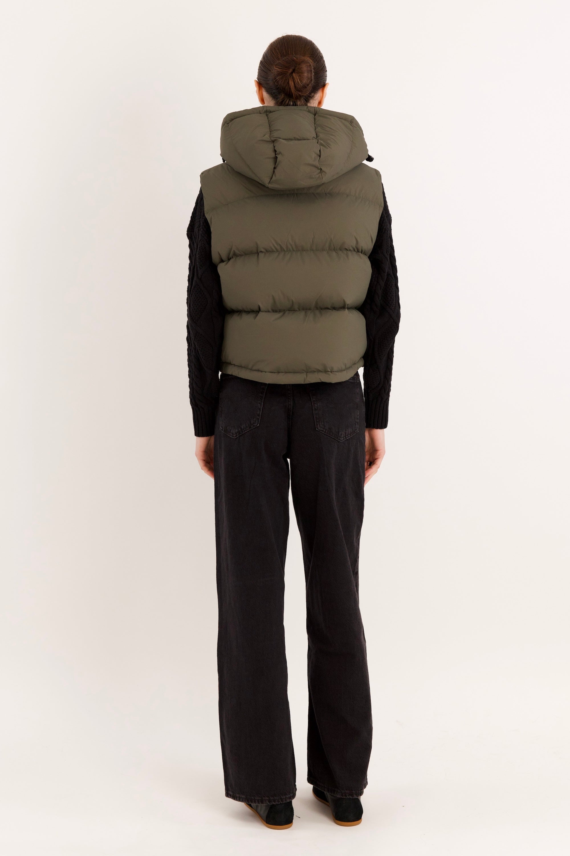 Orolay-Aurora Hooded Puffer Vest-#color_ARMY green