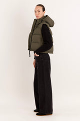 Orolay-Aurora Hooded Puffer Vest-#color_ARMY green