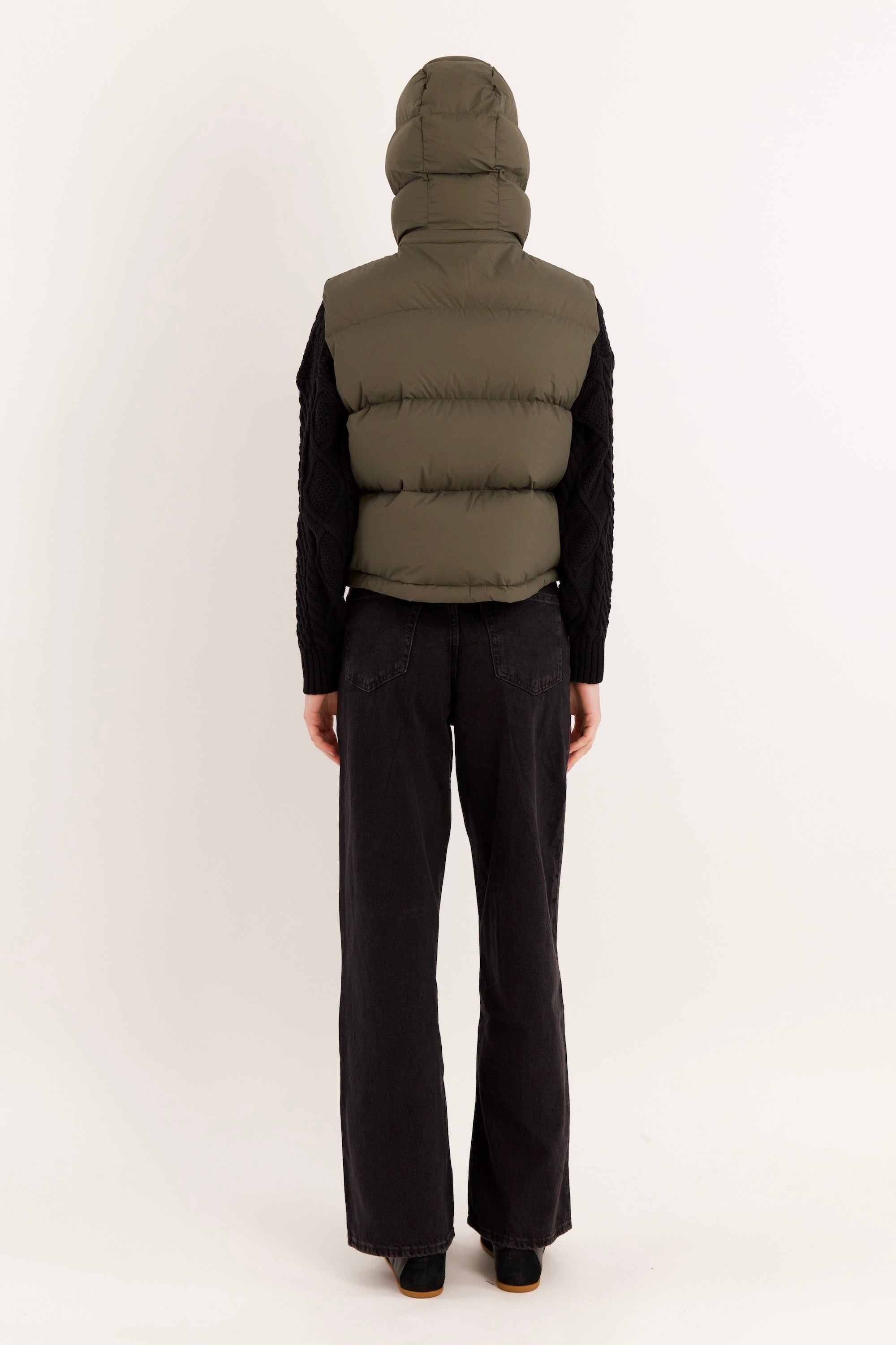 Orolay-Aurora Hooded Puffer Vest-#color_ARMY green