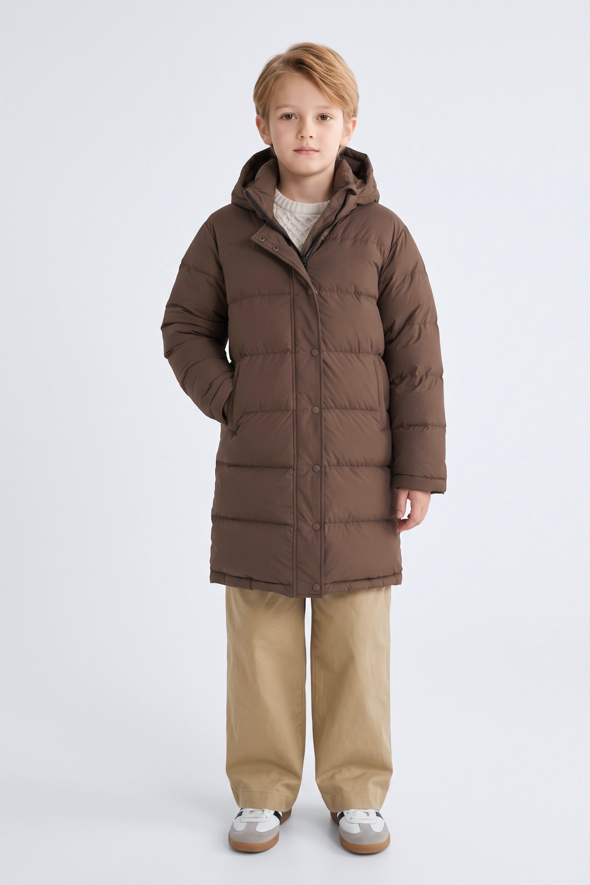 Puff-O® Kid Long Down Jacket orolay #color_coffee