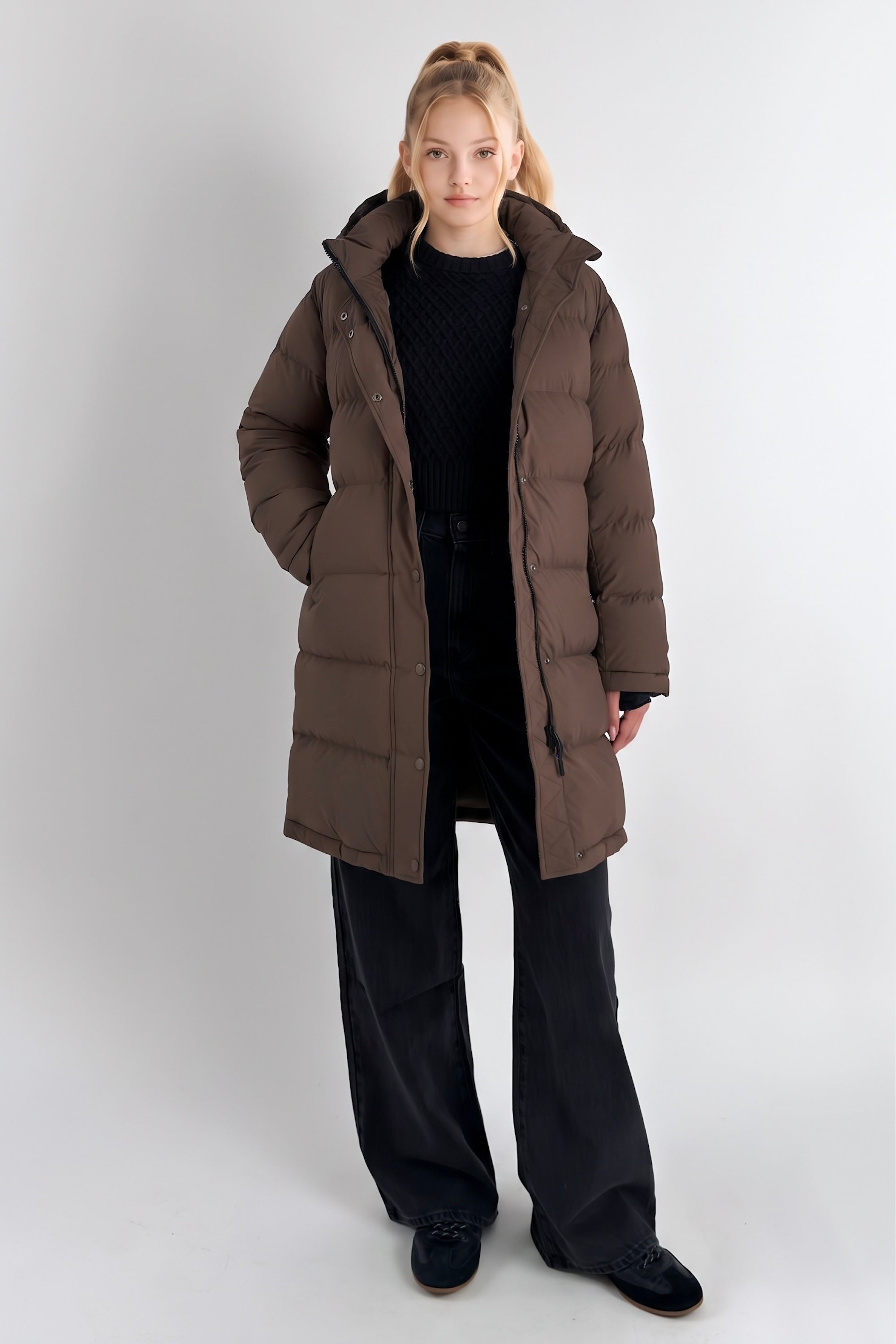 Puff-O® Kid Long Down Jacket orolay #color_coffee