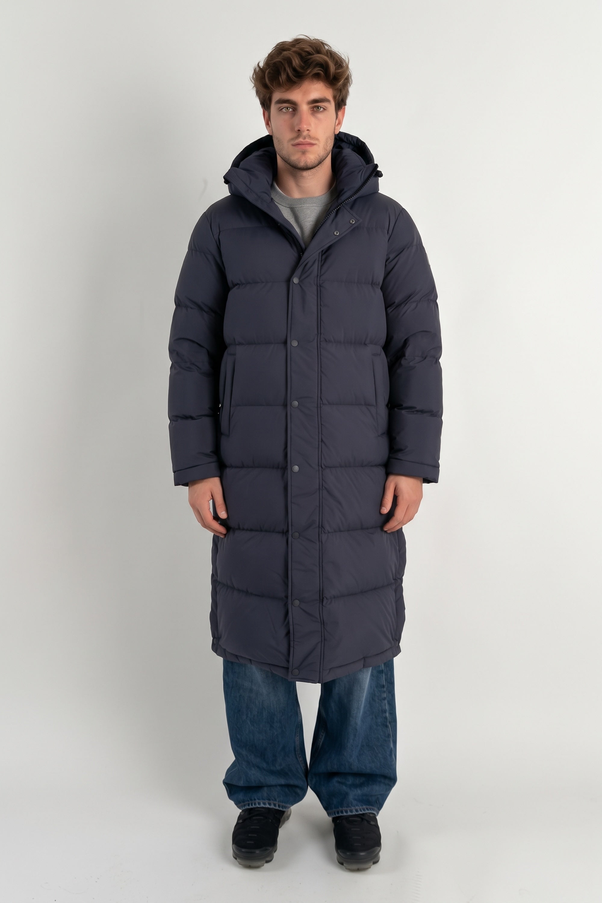 Puff-O® Men Long Down Puffer Jacket #color_navy