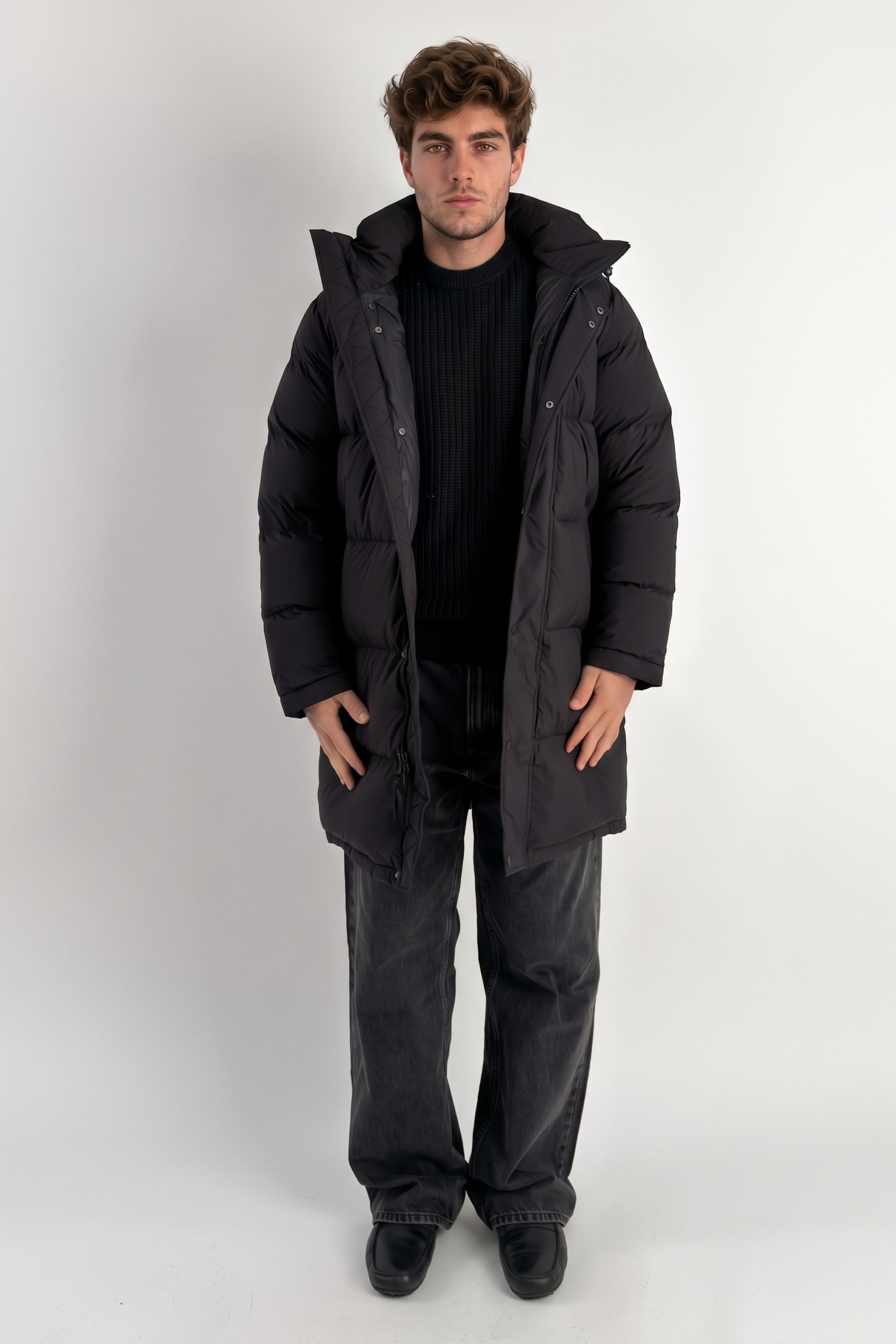 Puff-O® Men Mid-Length Down Puffer Jacket #color_black