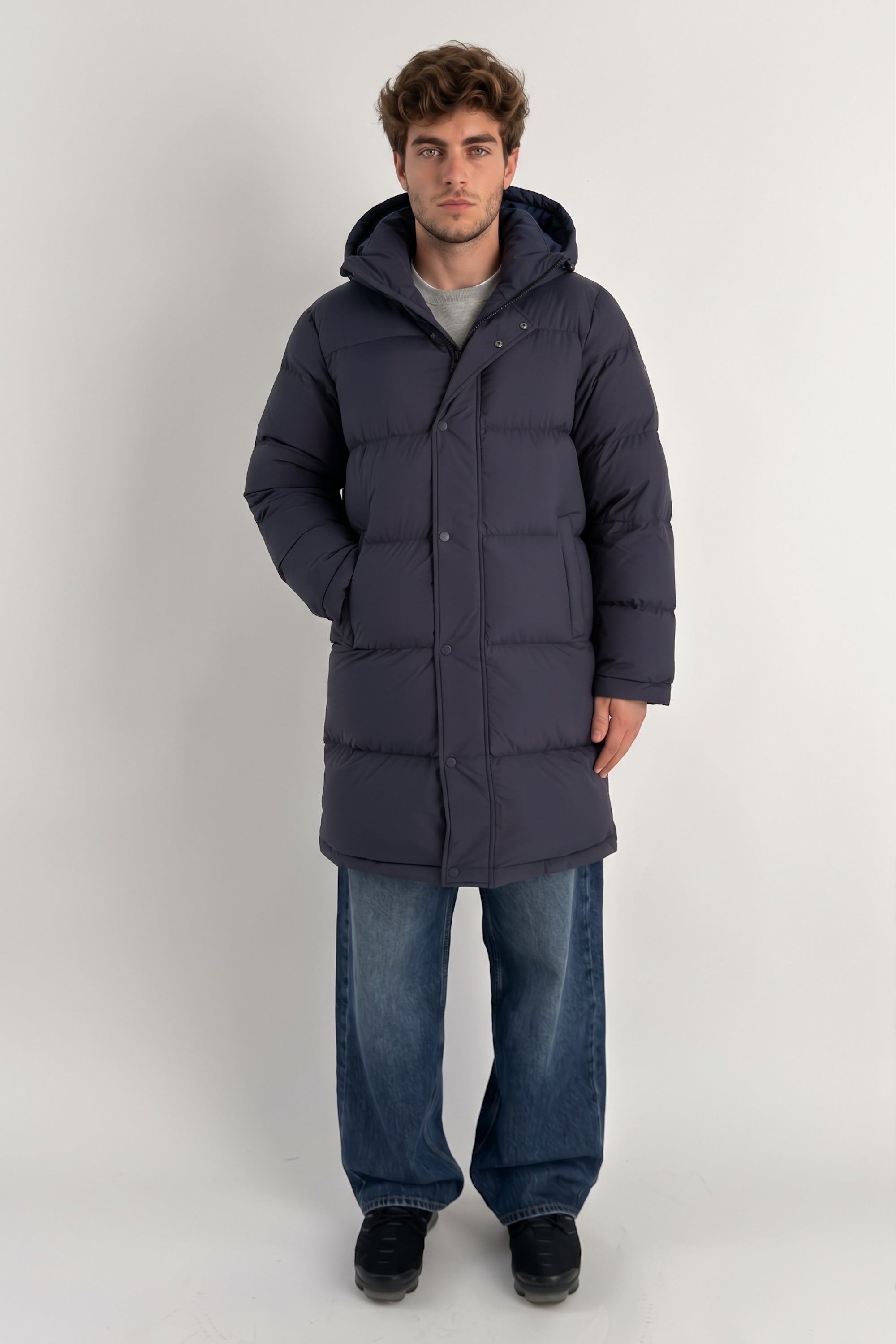 Puff-O® Men Mid-Length Down Puffer Jacket #color_navy