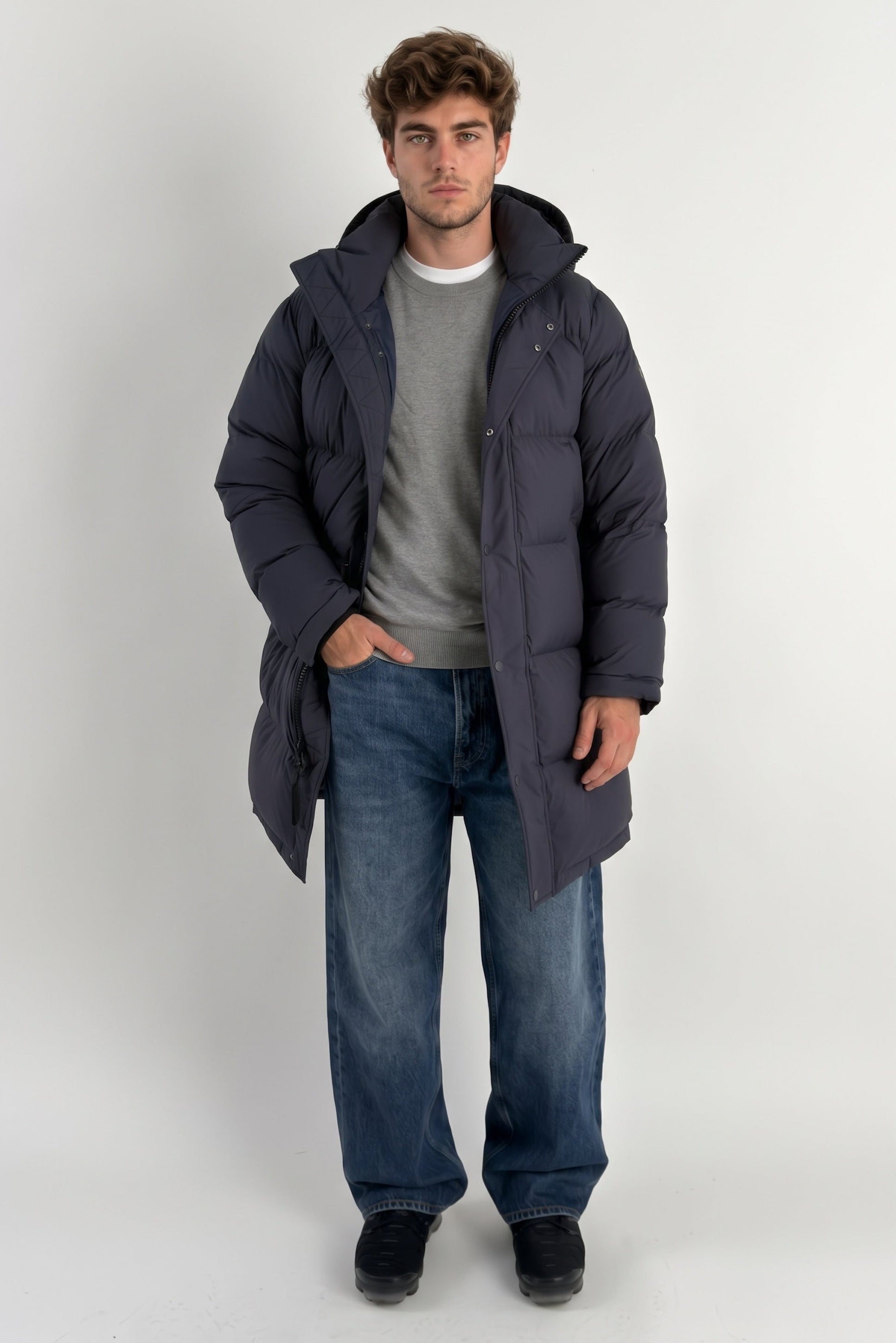 Puff-O® Men Mid-Length Down Puffer Jacket #color_navy
