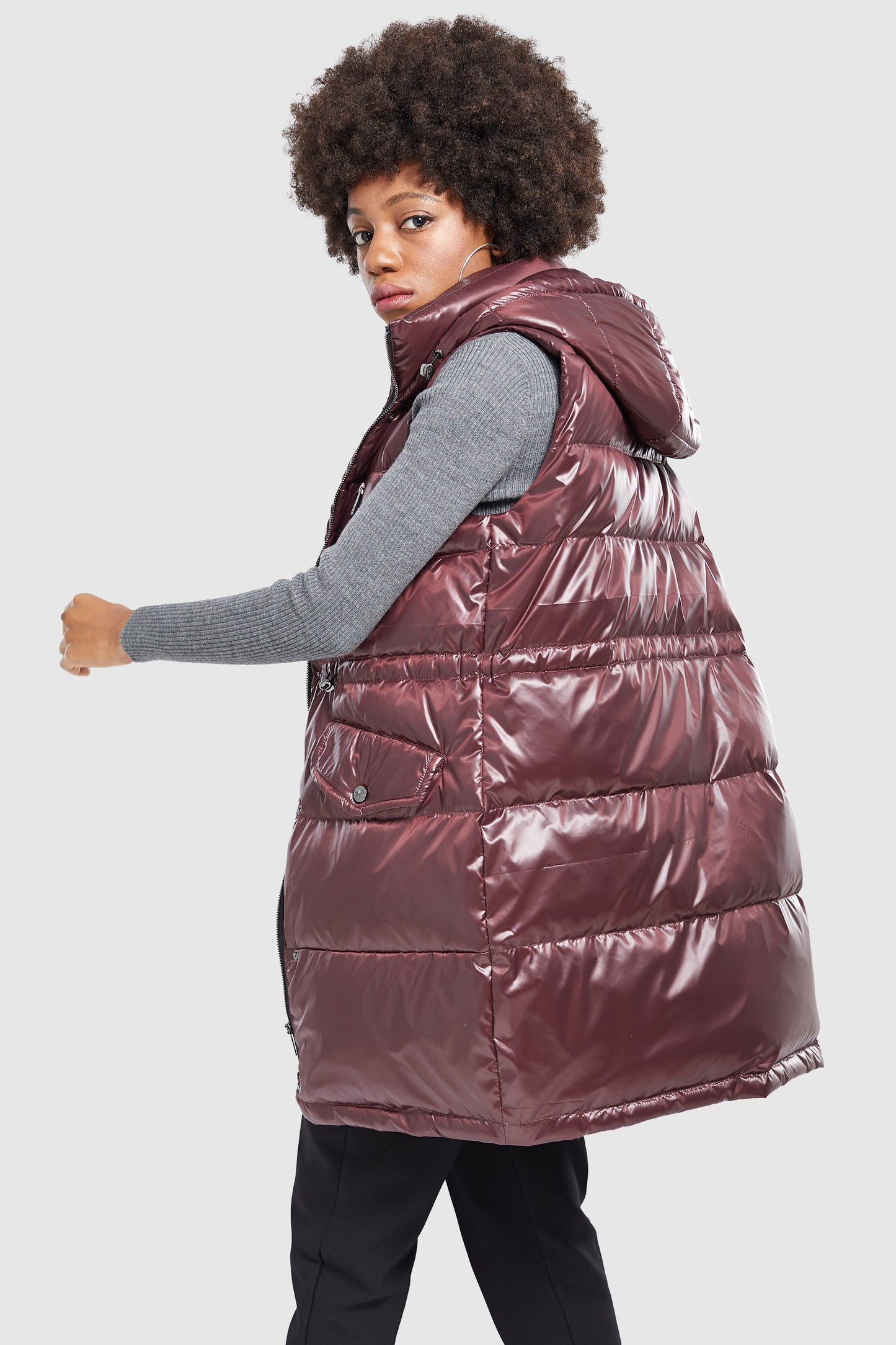 Stand Collar Thick Hooded Down Vest