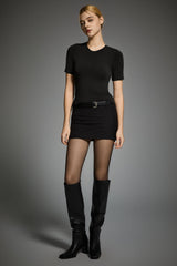 Short-Sleeve Padded Knit Crew T-Shirt OROLAY #color_black