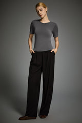 Short-Sleeve Padded Knit Crew T-Shirt OROLAY #color_gray