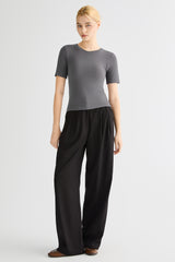 Short-Sleeve Padded Knit Crew T-Shirt OROLAY #color_gray