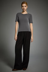 Short-Sleeve Padded Knit Crew T-Shirt OROLAY #color_gray