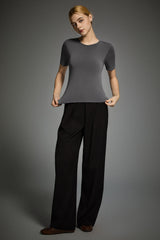 Short-Sleeve Padded Knit Crew T-Shirt OROLAY #color_gray