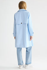 Orolay-Single-Breasted Trench-#color_Light Blue