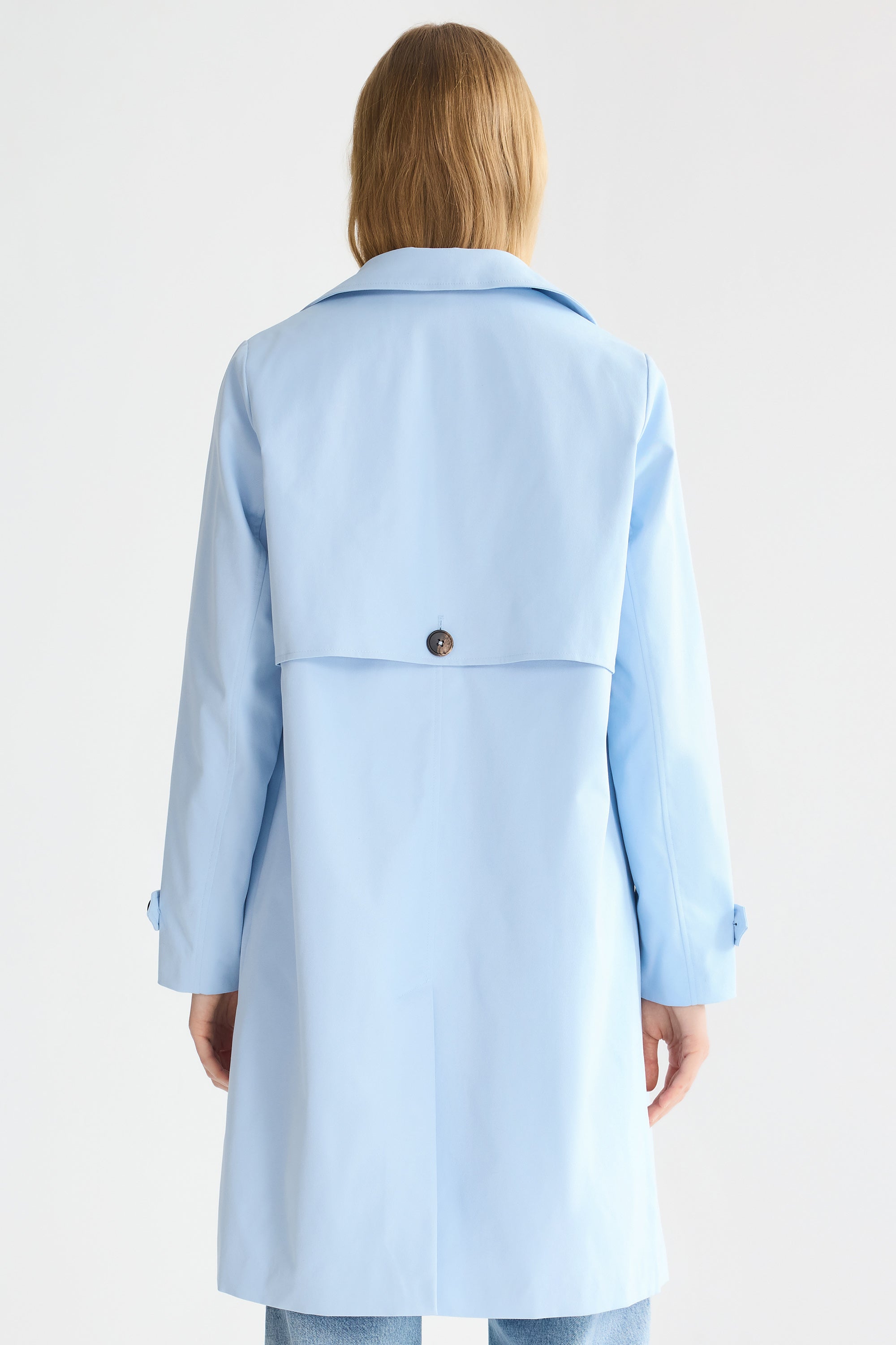 Orolay-Single-Breasted Trench-#color_Light Blue