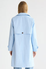 Orolay-Single-Breasted Trench-#color_Light Blue