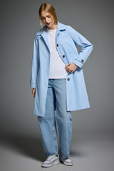 Orolay-Single-Breasted Trench-#color_Light Blue