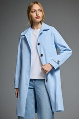 Orolay-Single-Breasted Trench-#color_Light Blue
