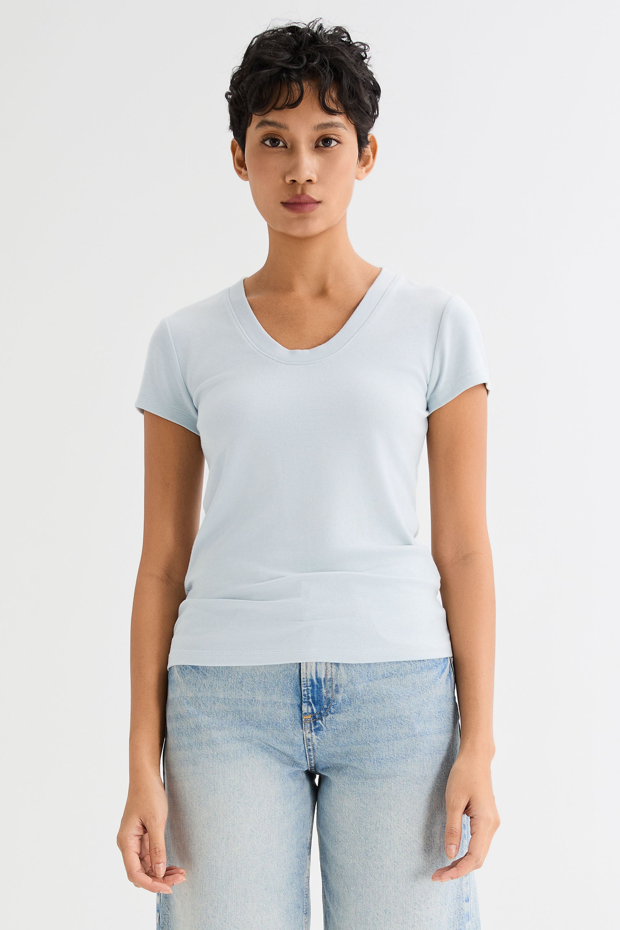 orolay Slim-Fit Crew Neck Stretch Knit T-Shirt #color_light blue
