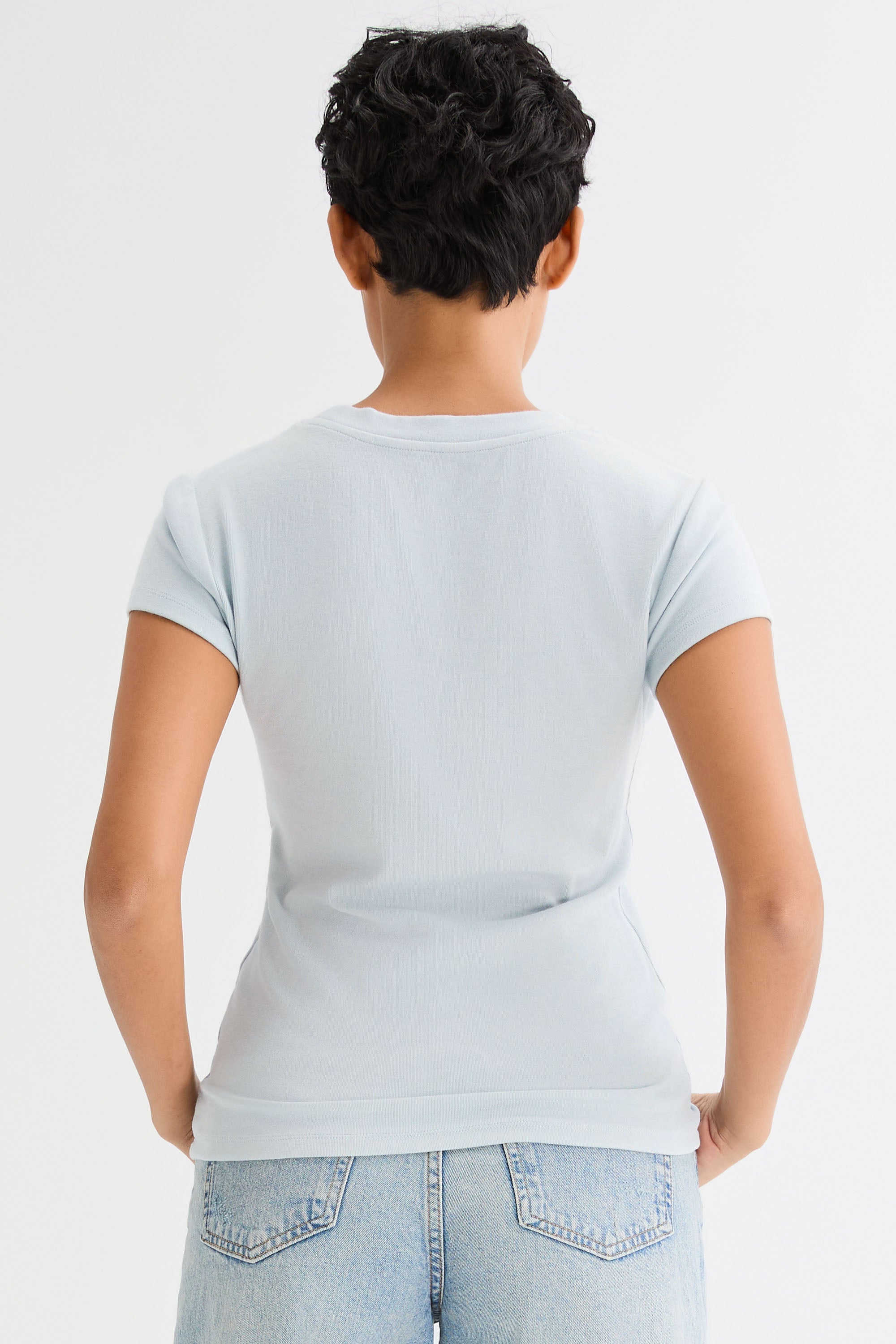 orolay Slim-Fit Crew Neck Stretch Knit T-Shirt #color_light blue