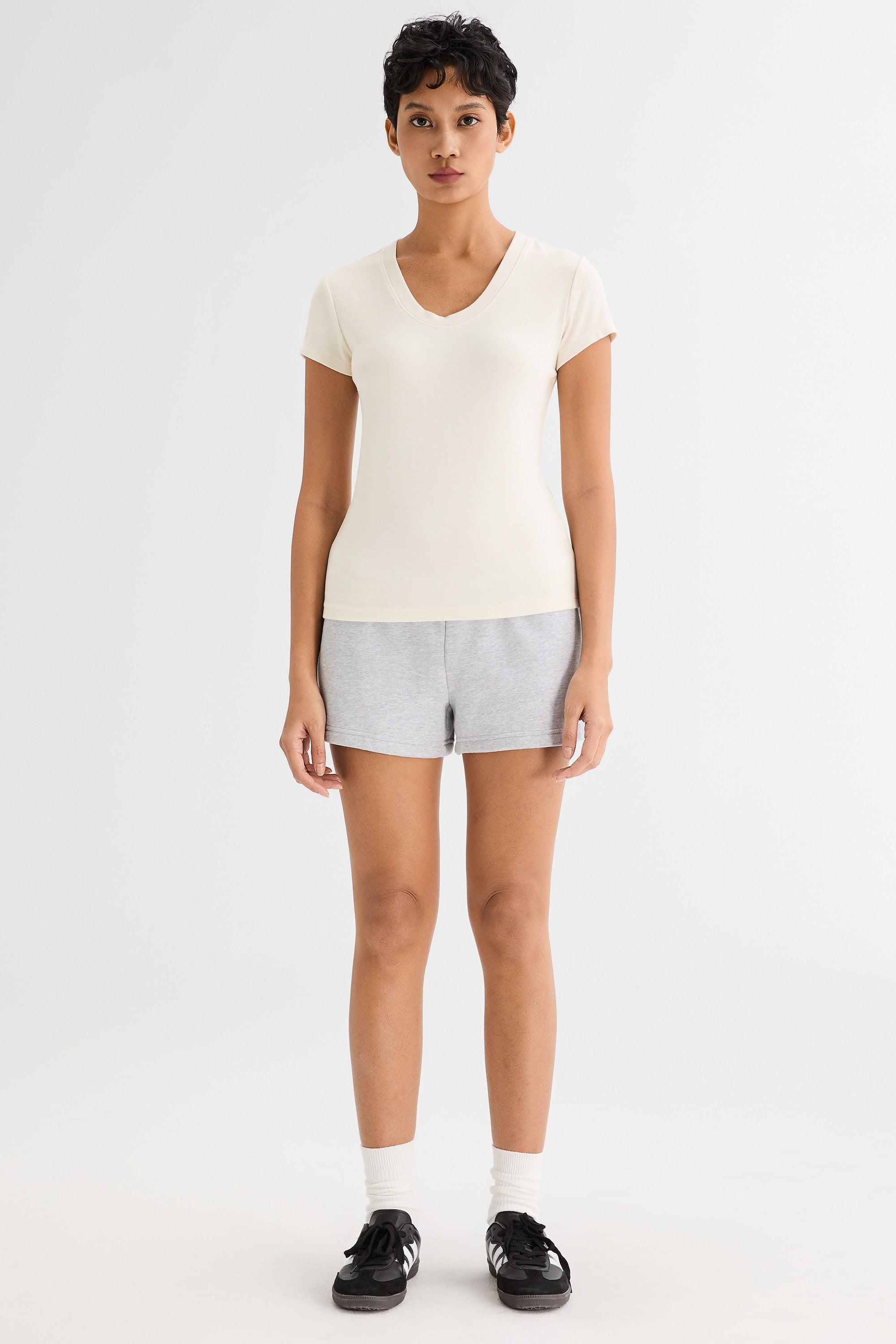 orolay Slim-Fit Crew Neck Stretch Knit T-Shirt #color_soft white