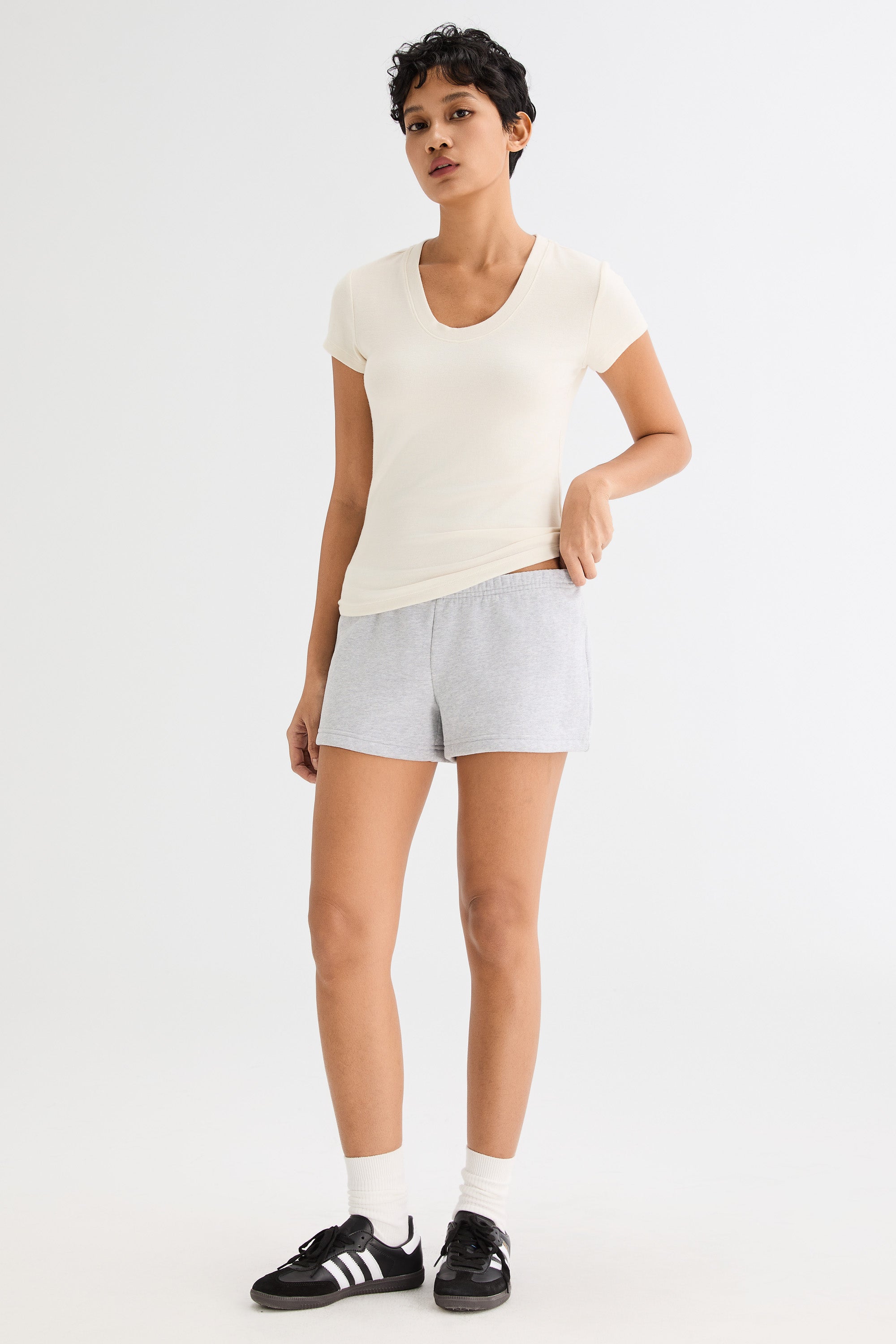orolay Slim-Fit Crew Neck Stretch Knit T-Shirt #color_soft white