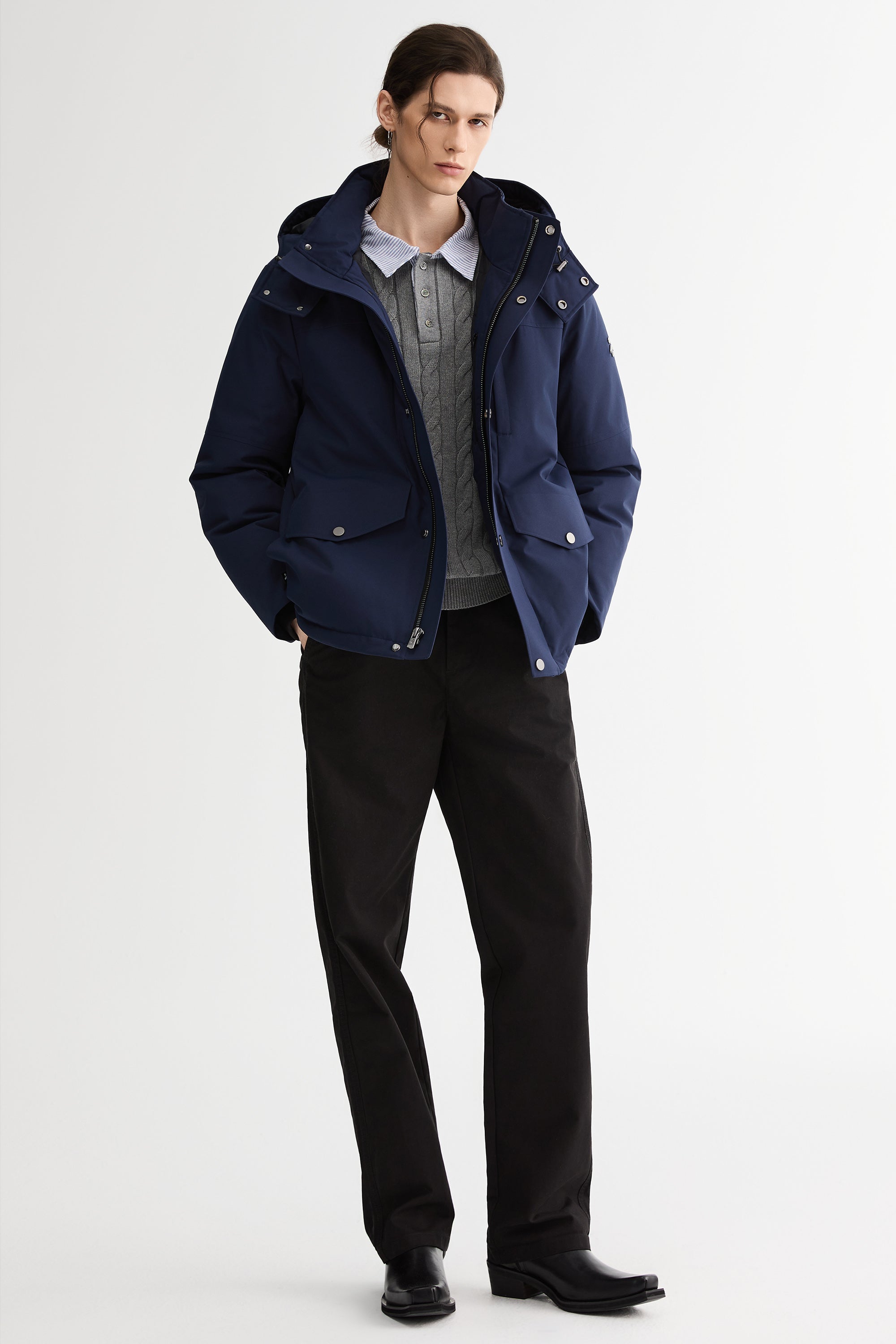 Super Warm Down Parka with Hood Orolay #color_navy