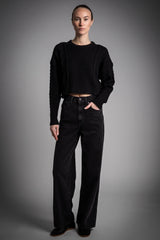 Cropped Knit Sweater #Color_black