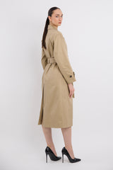 Maxi Length Oversized Trench Coat orolay #color_khaki