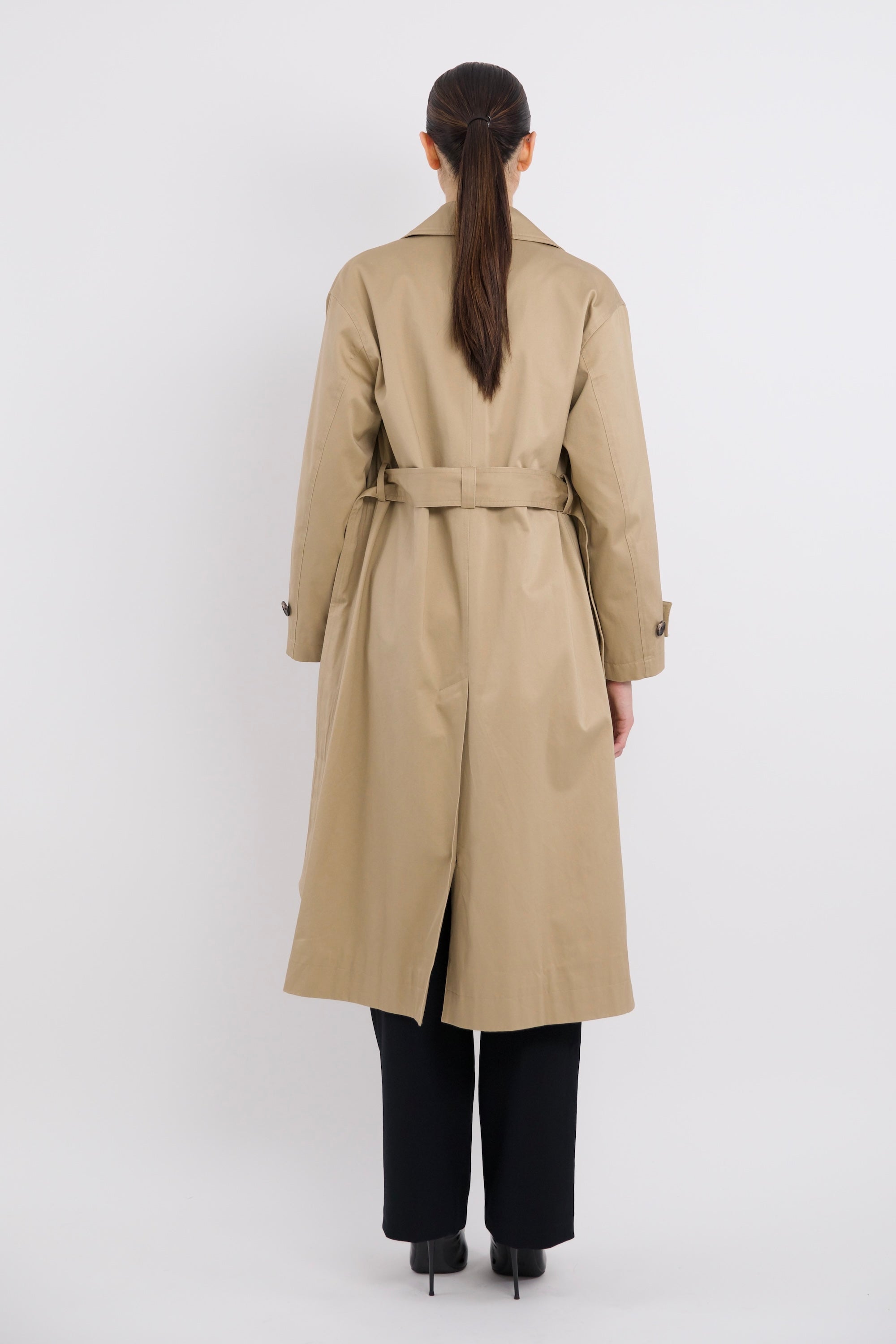 Maxi Length Oversized Trench Coat orolay #color_khaki